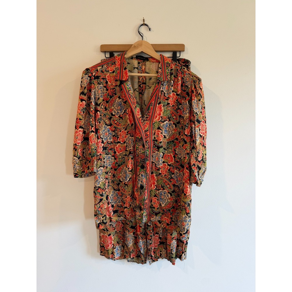Vintage 70s 80s Danar Hadi Jean Clair Set Shirt Palazzo Wide Leg Pants XL Floral